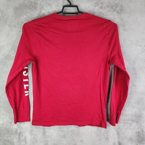Mens Red Hollister California Shirt Long Crew Neck Long Sleeve 100% Cotton M - Picture 6 of 9